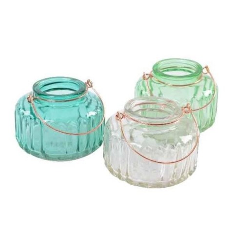 PORTA TEA LIGHT VETRO 3 COLORI